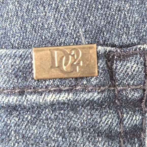 DG2 By Diane Gilman Y2K Women's Dark Wash Crop Ruffle Hem Denim Jeans Size 2 - Picture 5 of 9